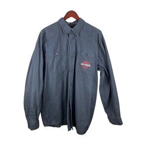 Harley Davidson Motorcycles Black Button Down Skull Snakes Flame Shirt Men's XL